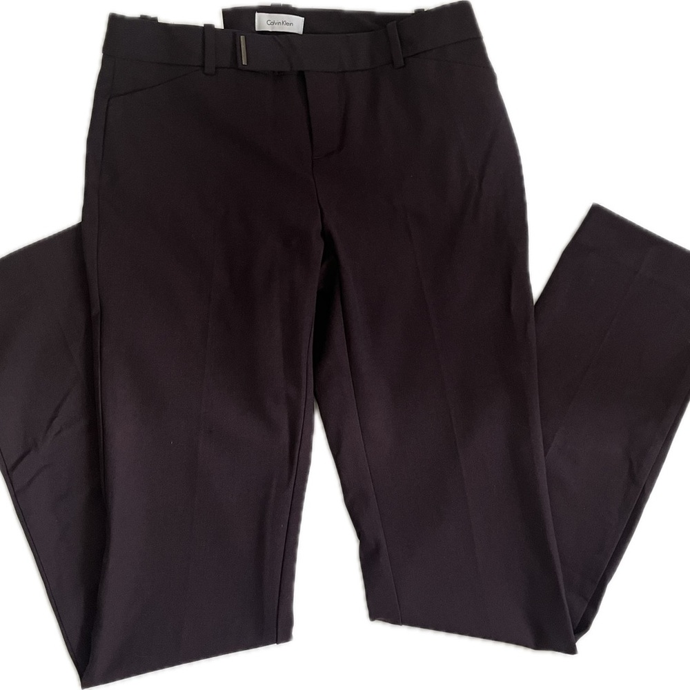 Calvin Klein body fit coupe adjuster Dark Eggplant Purple Dress Pants NWT 0x32